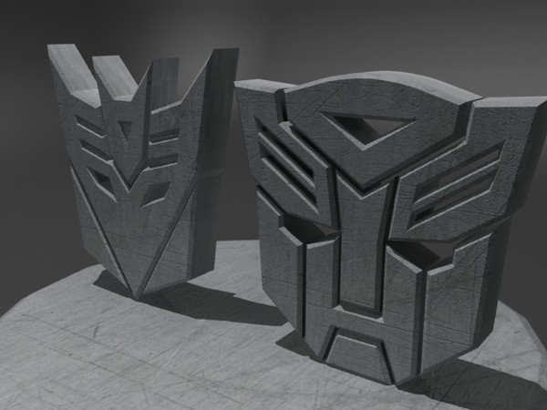 3d model logos scratched metal - AutobotsDecepticons Logo Metal... by christiano247